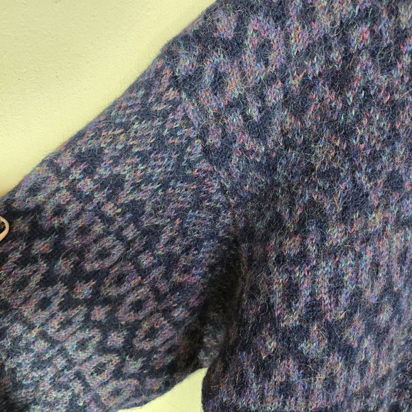 vtg 90s Peruvian Connection Pure Alpaca Blue Jacquard Pattern Crewneck Sweater - Picture 6 of 8